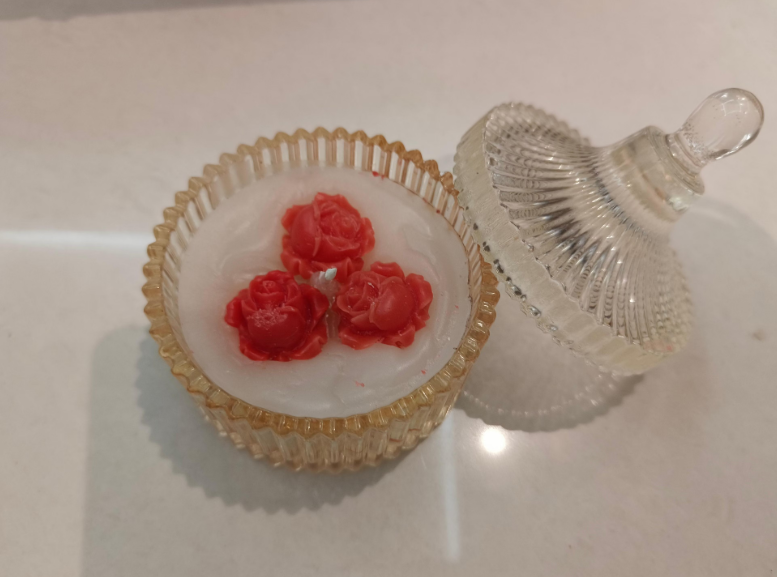 Rose Garden Glass Jar Candle – Handmade & Customizable
