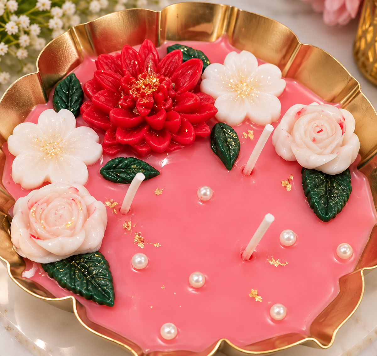 Floral Bliss Pink Candle