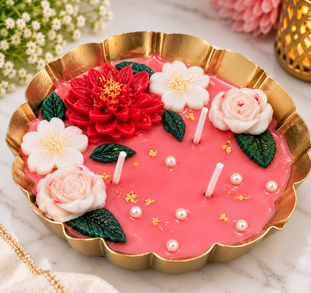 Floral Bliss Pink Candle