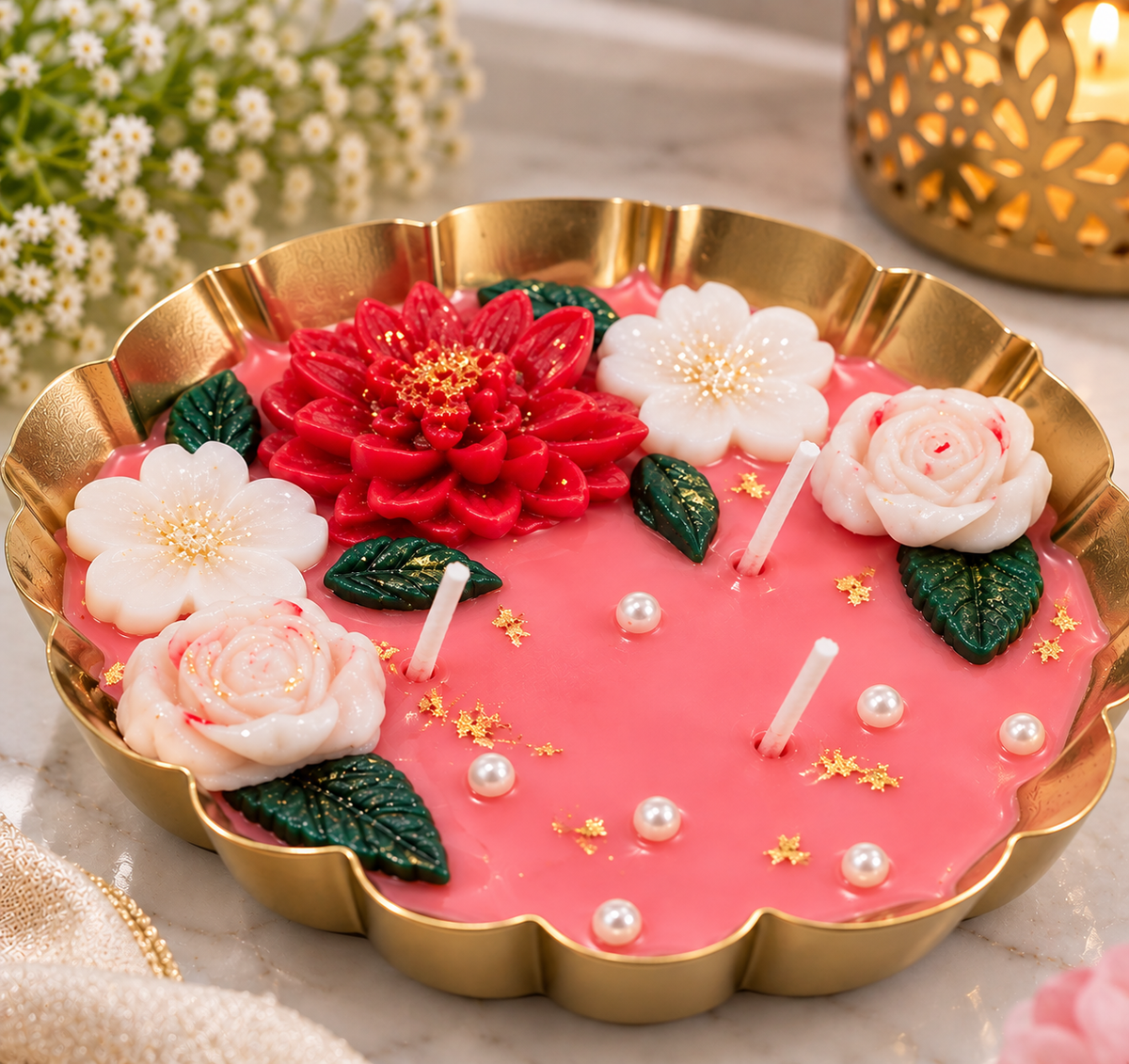 Floral Bliss Pink Candle