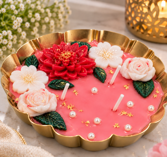 Floral Bliss Pink Candle