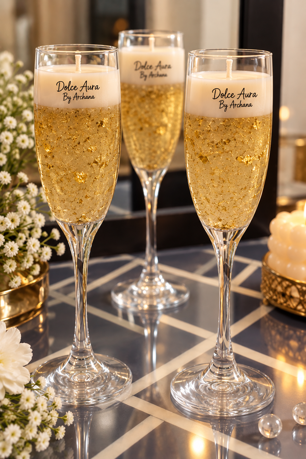 Champagne Glass Candle-Set of 1