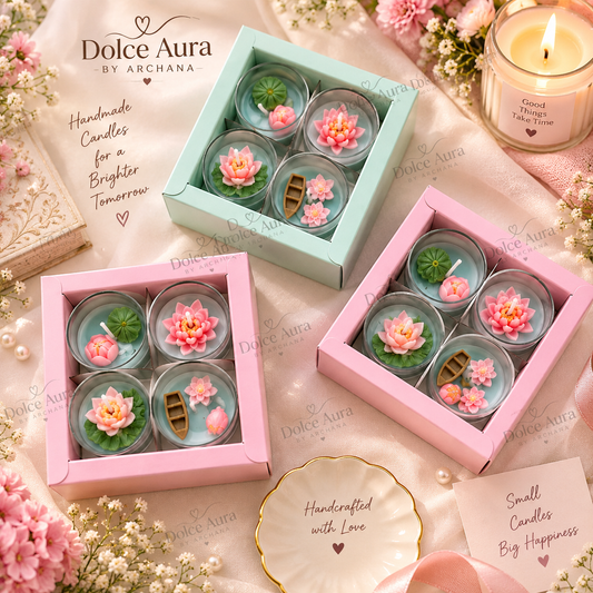 Lotus Bloom Mini Candle Gift Set – 4 Pcs