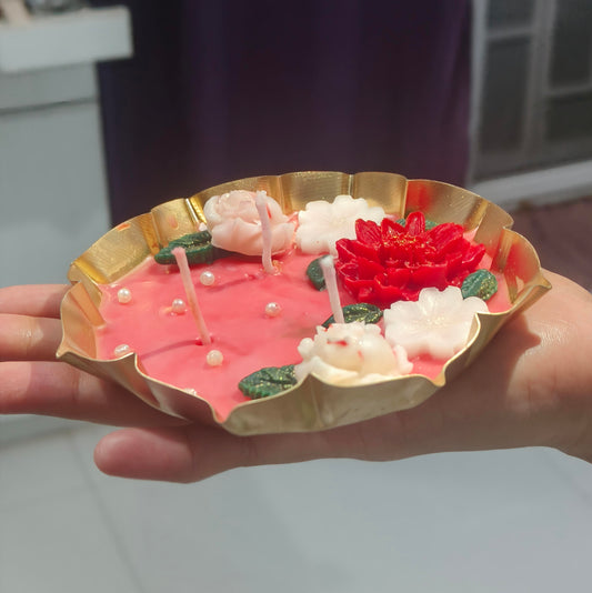 Festive urli flower rose fragrance candle for gifting and Diwali