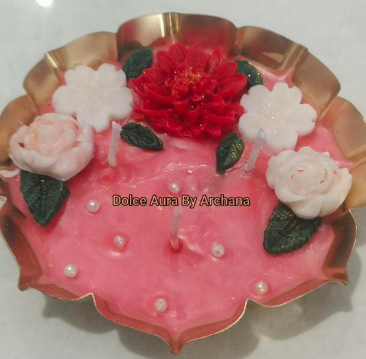 Festive urli flower rose fragrance candle for gifting and Diwali