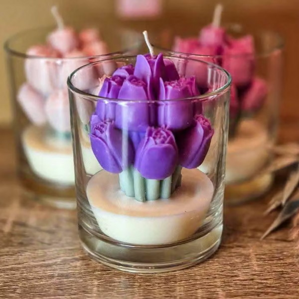 Tulip Glass Jar Candle | Handmade Scented Candle